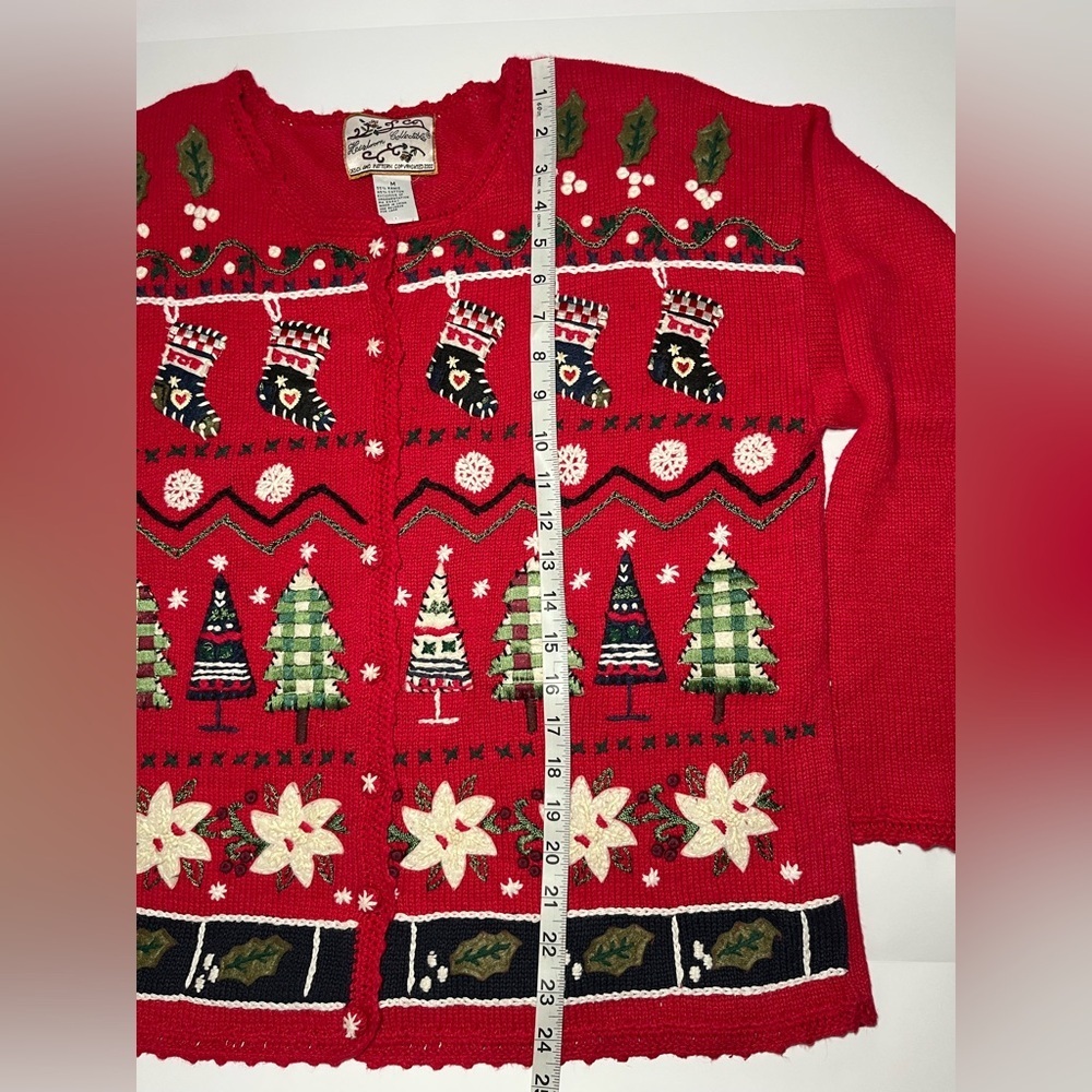 Vintage Tiara International Christmas Sweater Cardigan Grandmacore Kitsch - Picture 8 of 9